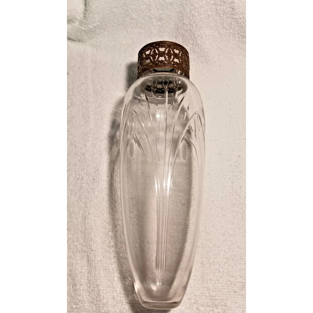 Vintage  Art Nouveau vase features a cut crystal insert floral garland holder